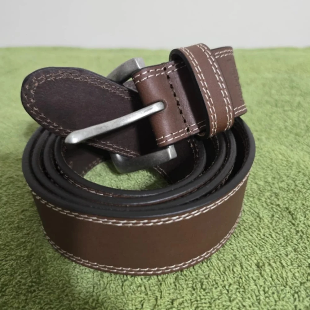 New Timberland Pro Brown Genuine Full Grain Leather Belt Size 46 - Picture 5 of 6